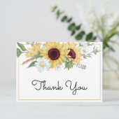 Moderne Sonnenblumenhochzeit Danke Karte (Stehend Vorderseite)