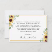 Moderne Sonnenblumenhochzeit Danke Karte (Rückseite)