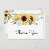 Moderne Sonnenblumenhochzeit Danke Karte (Vorne/Hinten)