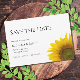 Moderne Sonnenblumenhochzeit Schwarz-weiß Save The Date