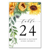 Moderne Sonnenblumenhochzeit Tischnummer (Vorderseite)