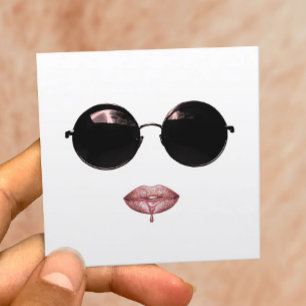 Moderne Sonnenbrille & Rose Gold Lips Makeup Artis Quadratische Visitenkarte
