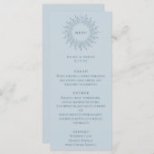 Moderne Sonnenburst Pastel Blue Wedding Menükarte (Vorne/Hinten)