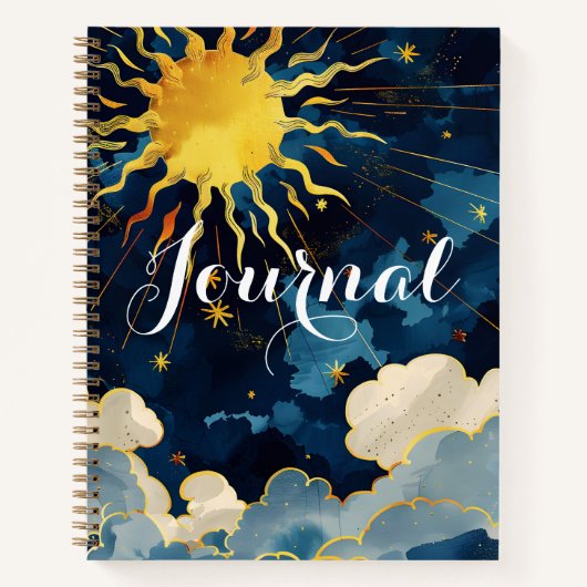 Moderne Sonnenstars und Blue Clouds Journal Notizblock (Vorderseite)