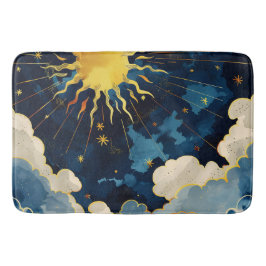 Moderne Sonnenstrahlen und blaue Wolken Badematte