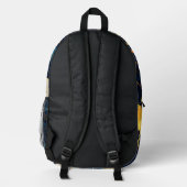 Moderne Sonnenstrahlen und blaue Wolken Bedruckter Rucksack (Rückseite)