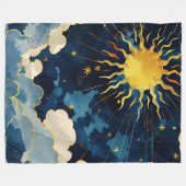 Moderne Sonnenstrahlen und blaue Wolken Fleecedecke (Vorderseite (Horizontal))