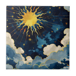 Moderne Sonnenstrahlen und blaue Wolken Fliese