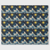 Moderne Sonnenstrahlen und blaue Wolken Geschenkpapier (Flach)