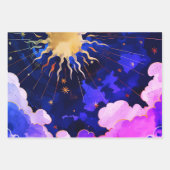 Moderne Sonnenstrahlen und blaue Wolken Geschenkpapier Set (Vorderseite 2)