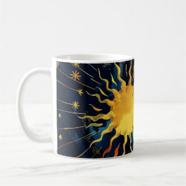 Moderne Sonnenstrahlen und blaue Wolken Kaffeetasse