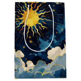 Moderne Sonnenstrahlen und blaue Wolken Mittlere Geschenktüte