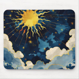 Moderne Sonnenstrahlen und blaue Wolken Mousepad