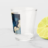 Moderne Sonnenstrahlen und blaue Wolken Schnapsglas (Rechts)