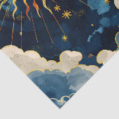 Moderne Sonnenstrahlen und blaue Wolken Seidenpapier (Ausschnitt)