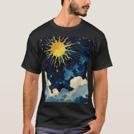 Moderne Sonnenstrahlen und blaue Wolken T-Shirt