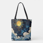 Moderne Sonnenstrahlen und blaue Wolken Tasche (Rückseite)