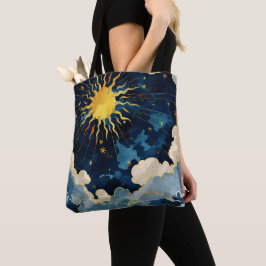 Moderne Sonnenstrahlen und blaue Wolken Tasche