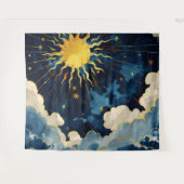 Moderne Sonnenstrahlen und blaue Wolken Wandteppich (Vorderseite (Horizontal))