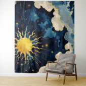 Moderne Sonnenstrahlen und blaue Wolken Wandteppich (Beispiel)