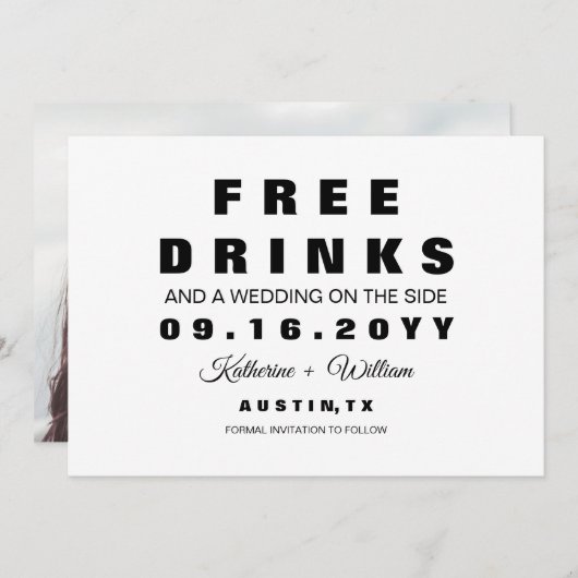 Moderne, sonnige Foto - Drinks Save the Date Karte (Vorne/Hinten)