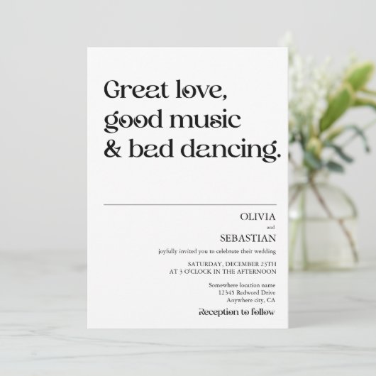 Moderne, sonnige Minimalistische Typografie Einladung (Stehend Vorderseite)