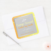Moderne Soy Candles Packing Labels Orange Gray Quadratischer Aufkleber (Umschlag)