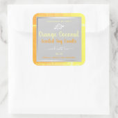 Moderne Soy Candles Packing Labels Orange Gray Quadratischer Aufkleber (Tasche)