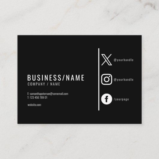 Moderne soziale Medien in Schwarzweiß Visitenkarte (Vorderseite)