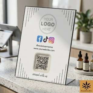 Moderne soziale Medien Instagram Facebook QR Cod Sockelschild