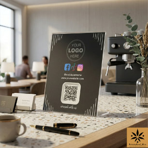 Moderne soziale Medien Instagram Facebook QR Cod Sockelschild