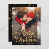 Moderne Sparkle FOTO Weihnachtskarte Postkarte (Vorne/Hinten)