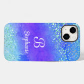 Moderne Sparkle Glitzer Stars Blau Lila Blau Case-Mate iPhone Hülle (Rückseite (Horizontal))