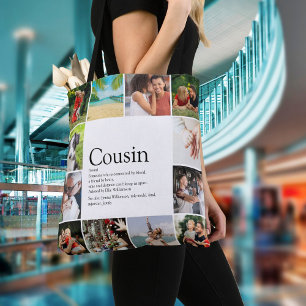 Moderne Spaß 12 Foto-Collage Cousin-Definition Tasche