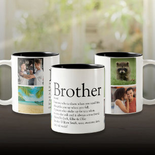 Moderne Spaß Kühle 4 Foto Bester Bruder Definition Zweifarbige Tasse