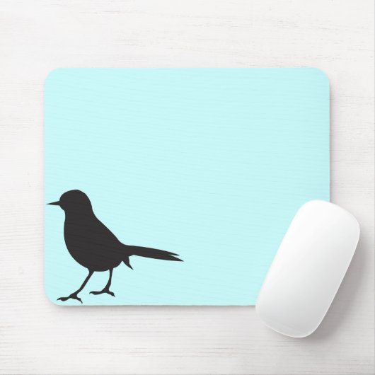 Moderne Spatzenvogel-Silhouette blauer girly Chic Mousepad (Mit Mouse)
