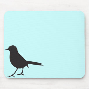 Moderne Spatzenvogelsilhouette blaue girly chic Mousepad