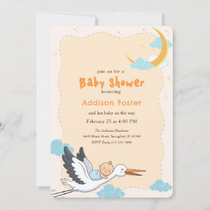 Moderne Special Delivery Storch Baby Shower Einladung