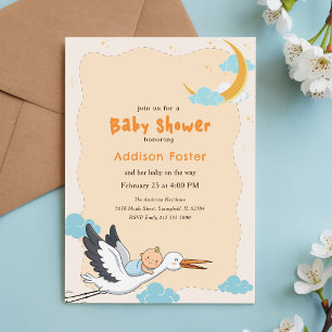 Moderne Special Delivery Storch Baby Shower Einladung