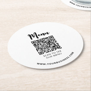 Moderne Speisekarte für Restaurants QR-Code Runder Pappuntersetzer