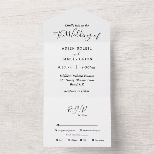 Moderne Speisekarte Hochzeit All In One Einladung (Innen Boden)