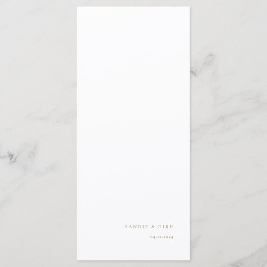 Moderne Speisekarte mit einfachem White Olive Bran Menükarte (Rückseite)