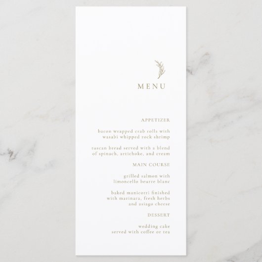Moderne Speisekarte mit einfachem White Olive Bran Menükarte (Vorderseite)