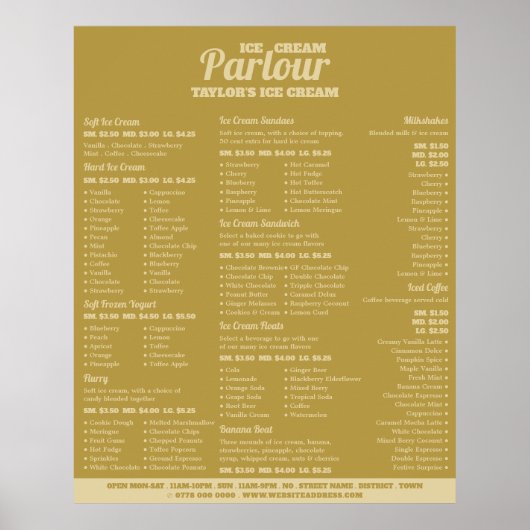 Moderne Speisekarte mit Eiscreme Poster (Vorne)