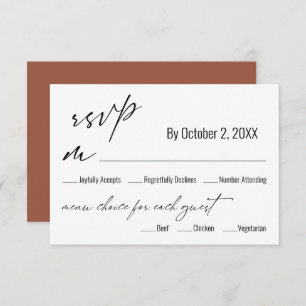 Moderne Speisekarte Terracotta Wedding RSVP Card