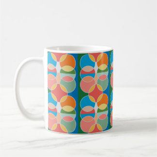Moderne spielerische Kreise gestalten Getränke und Kaffeetasse