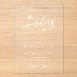 Moderne spielerische Schwarz-weiße Hochzeit Acryleinladungen