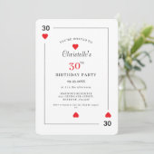 Moderne Spielkarte 30. Geburtstag Einladung (Stehend Vorderseite)