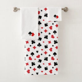 Moderne Spielkartensymbole Muster Badhandtuch Set