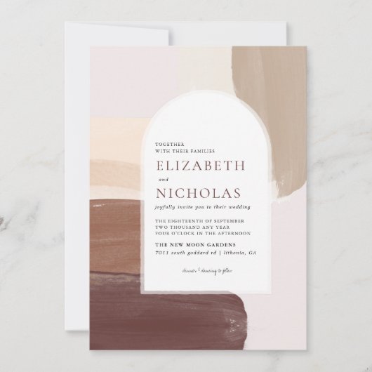 Moderne Spikatterrasse Cotta | Boho Wedding Einladung (Vorderseite)